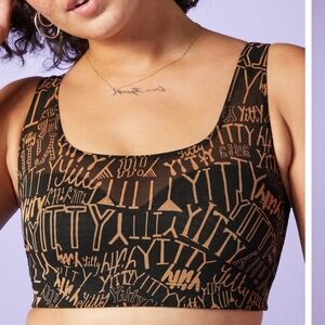 YITTY by Lizzo x Fabletics Mesh Me Sz L Smoothing MIDI Bralette Bra Logo Print